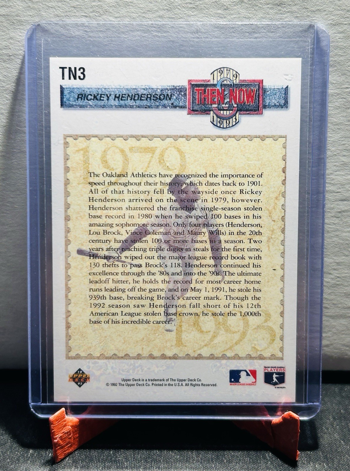 Upper Deck 1993 Rickey Henderson Oakland Athletics Then & Now Insert #TN3