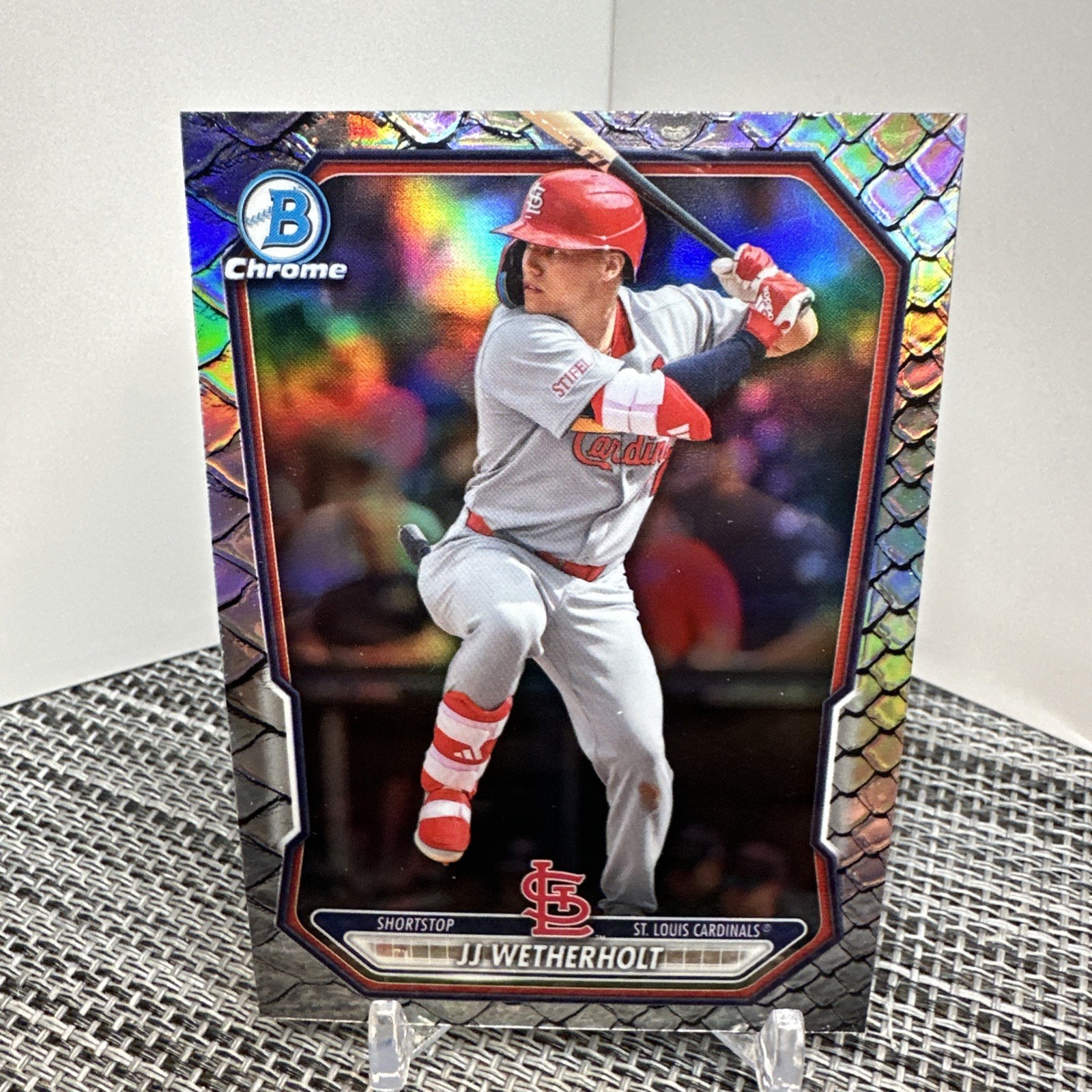 2026 Bowman Chrome JJ Weatherholt Reptilian Refractor Cardinals #BCP-115