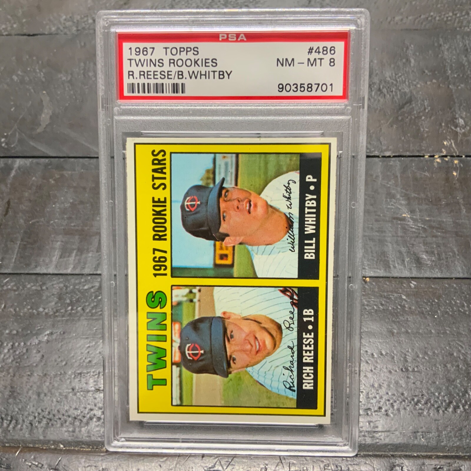 1967 Topps Twins Rookies #486 *R.Reese/B.Whitby* PSA 8 NM-MT