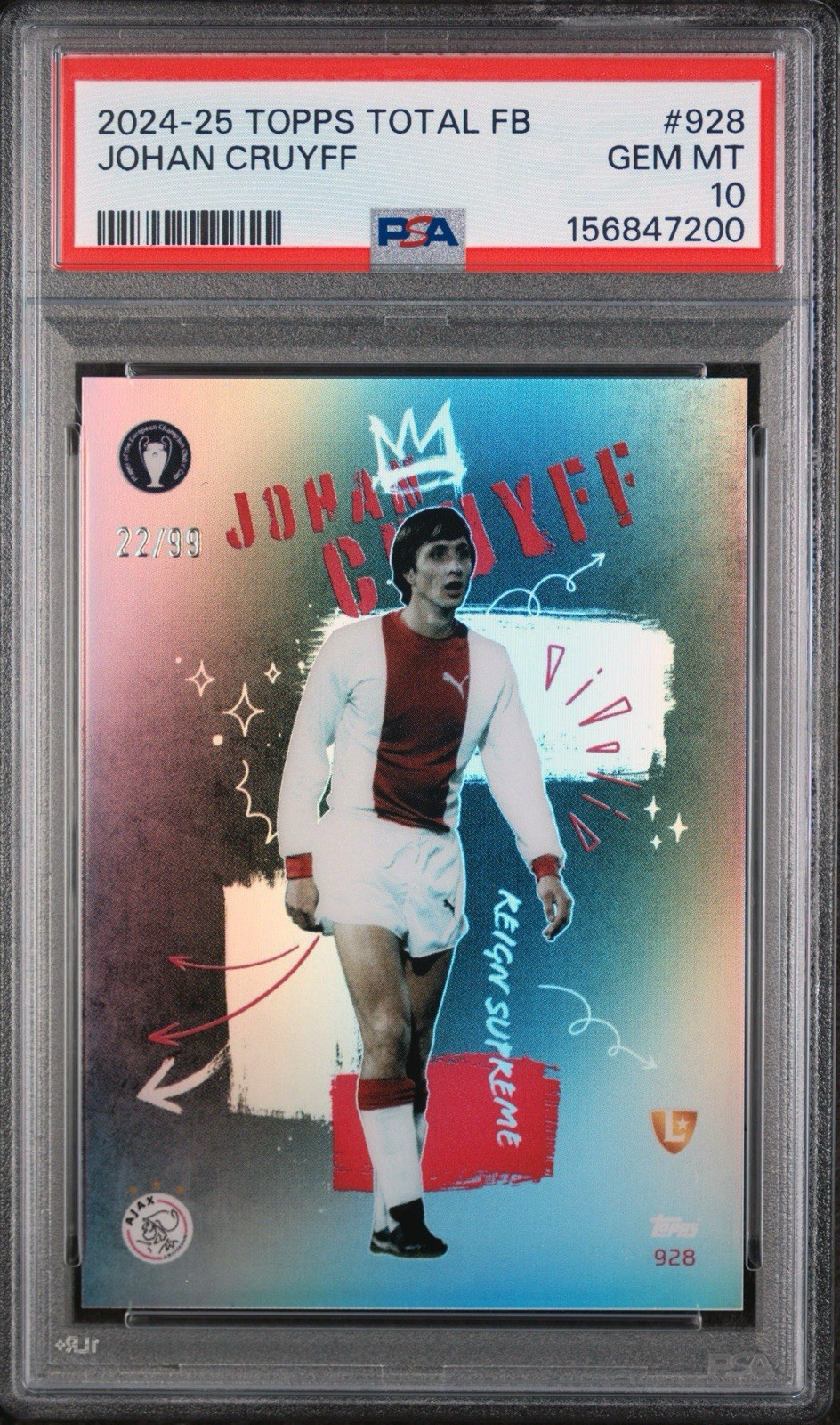 2024-25 TOPPS TOTAL FOOTBALL #928 JOHAN CRUYFF PSA 10