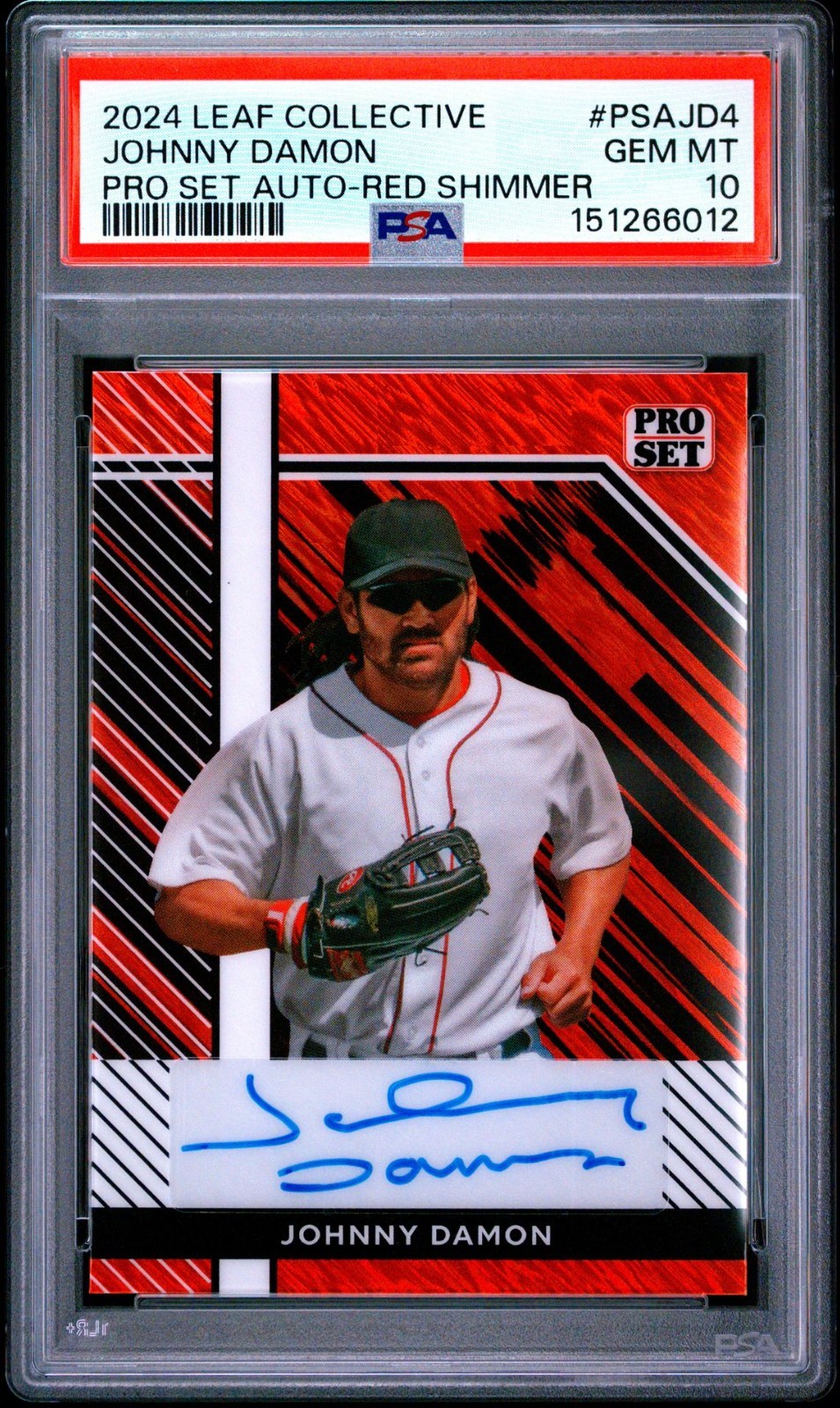 2024 LEAF COLLECTIVE PRO SET AUTOGRAPHS JOHNNY DAMON RED SHIMMER AUTO /4 PSA 10