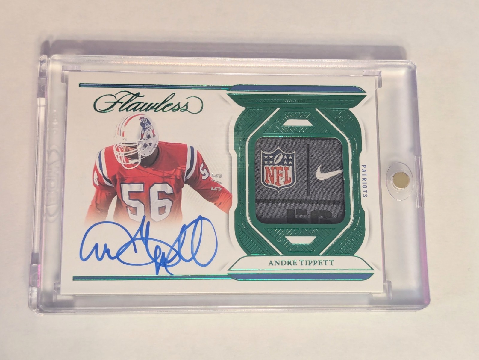 2023 Panini Flawless Andre Tippett Auto 5/5 NFL Shield Nike Swoosh #DPA-ATI