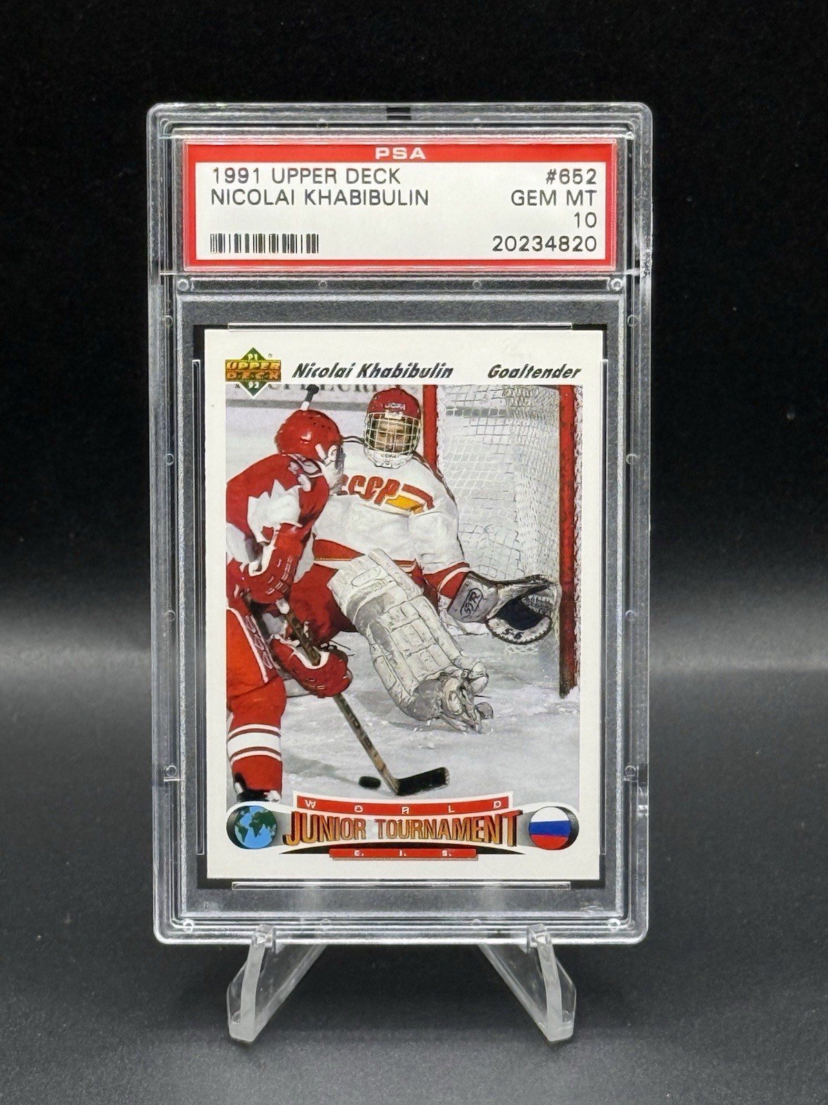 1991 Upper Deck World Junior Tournament #652 Nicolai Khabibulin RC PSA GEM MT 10