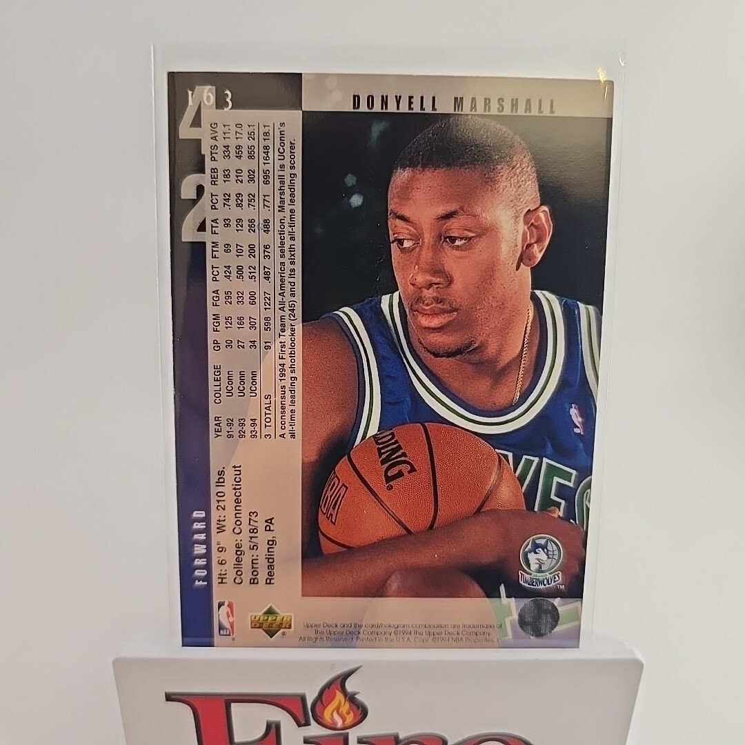 1994 Upper Deck #163 Donyell Marshall Minnesota Timberwolves 94-95 Rookie Class