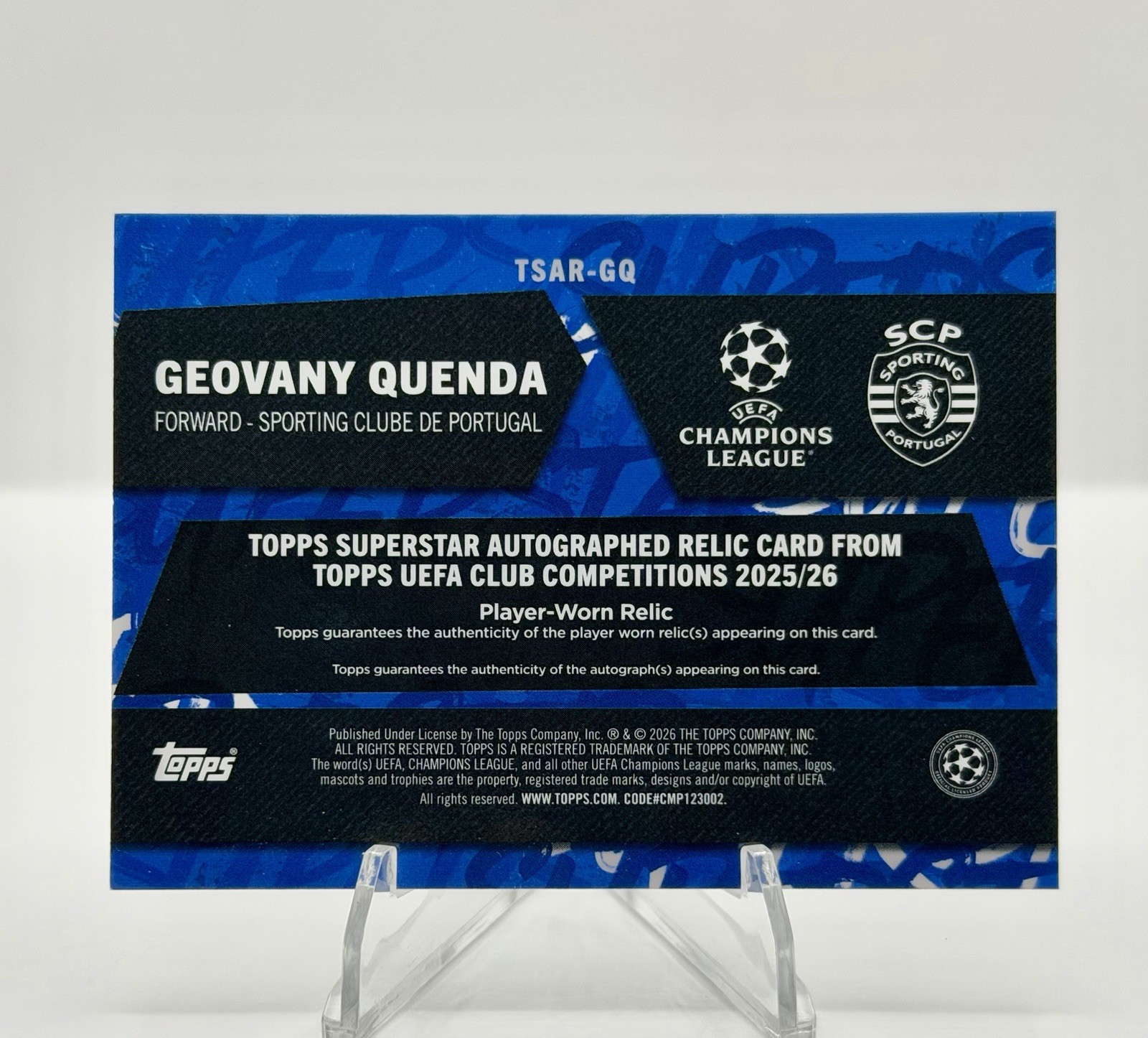 GEOVANY QUENDA Topps Flagship UEFA 2025-26 Green Patch Auto /125 Relic Sporting