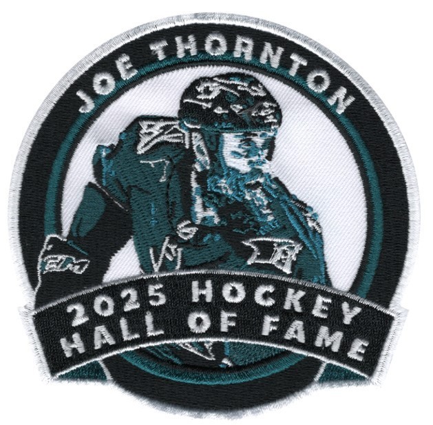 2025 NHL JOE THORNTON JERSEY PATCH SAN JOSE SHARKS HALL OF FAME CELEBRATION HOF