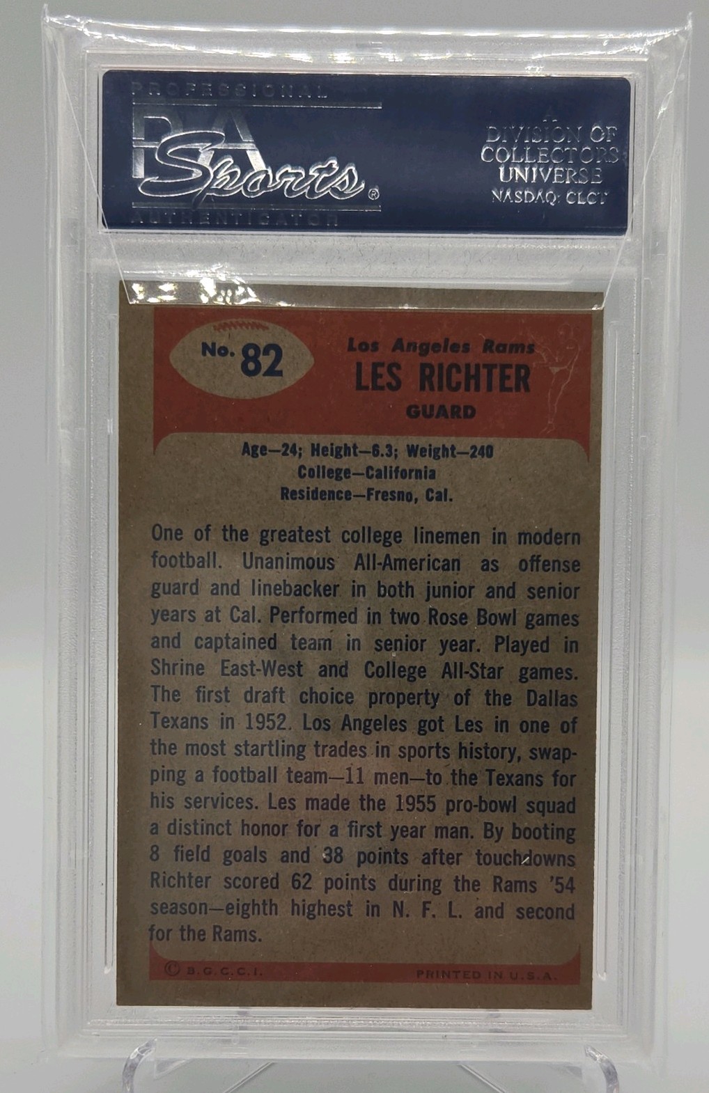 1955 Bowman Football #82 Les Richter Los Angeles Rams PSA 7 NM 124371727