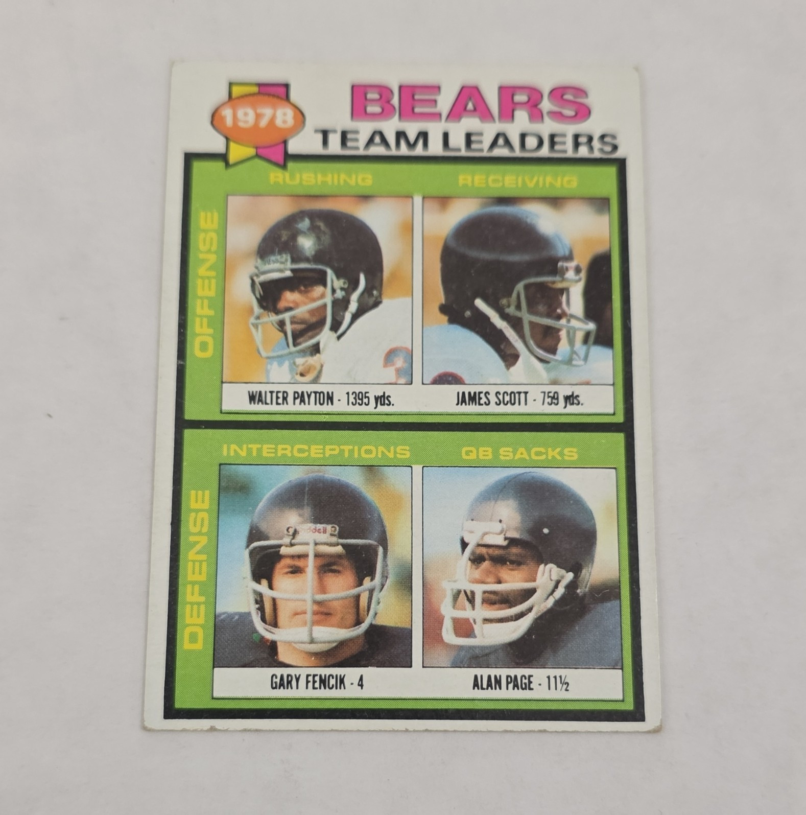 Topps 1979 Bears Team Leaders Checklist #132 Walter Payton Chicago Bears