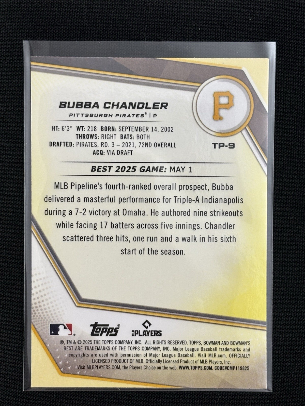 Bubba Chandler 2025 Bowmans Best Mini Diamond Numbered 069/299 Grab This Card!!!