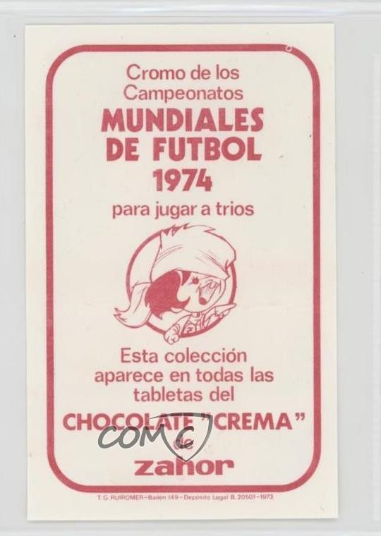 1974 Chocolate Crema de Zahor Mundiales Futbol Johan Cruyff Rookie RC 07vd