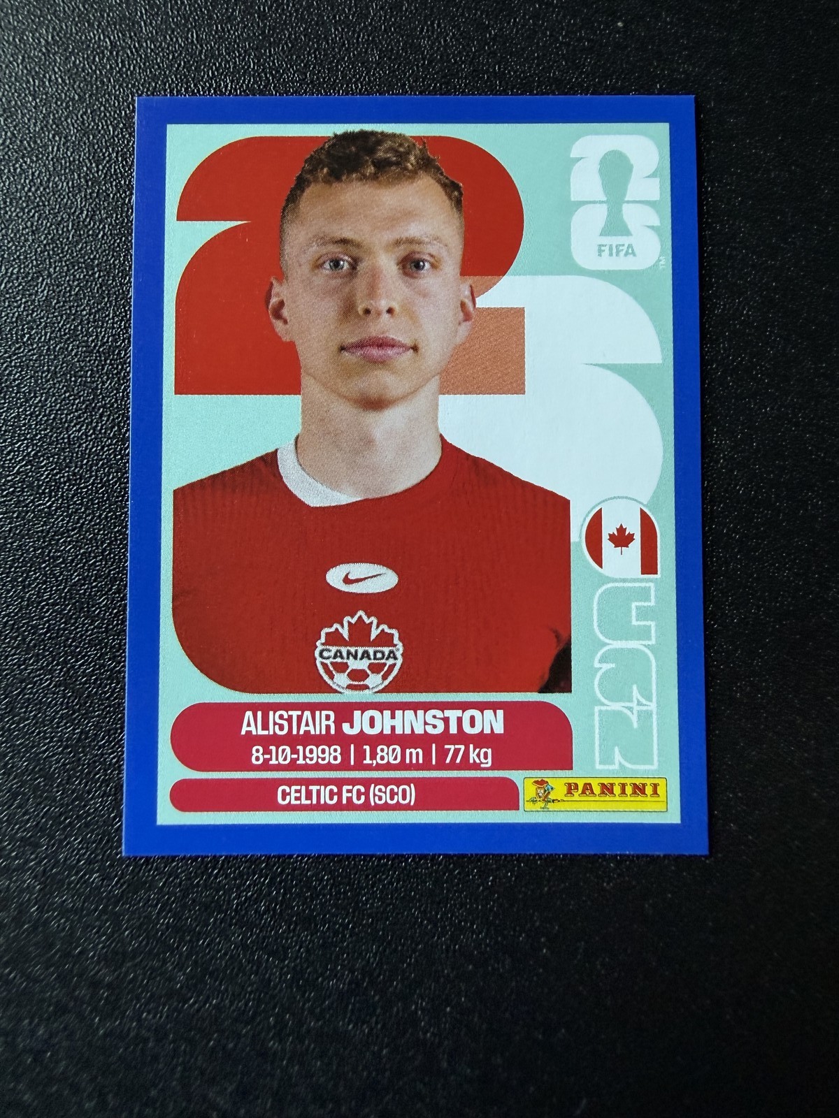 2026 Panini FIFA World Cup Stickers #CAN 4 Alistair Johnston Blue Border