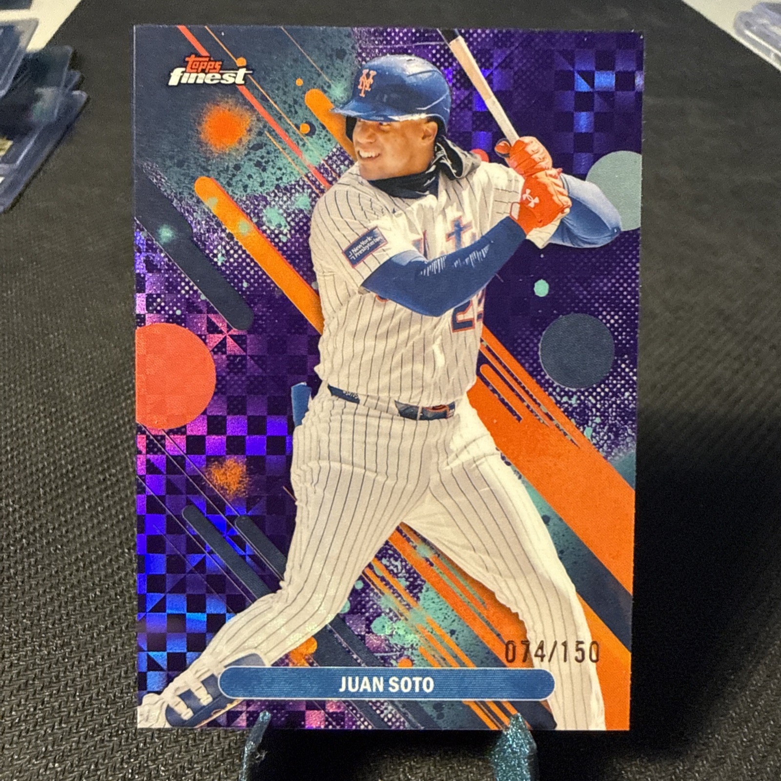 2025 Topps Finest – Common Juan Soto #39 Purple Checkerboard Refractor /150