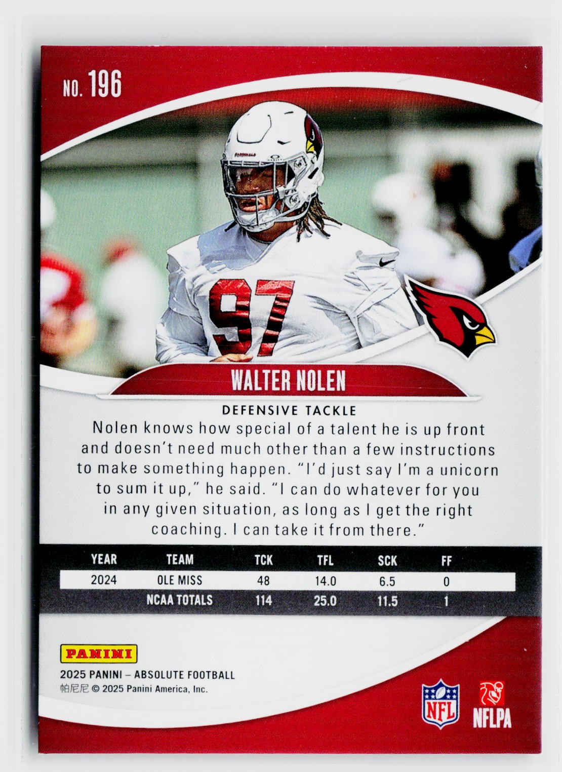 2025 Panini Absolute #196 Walter Nolen Retail