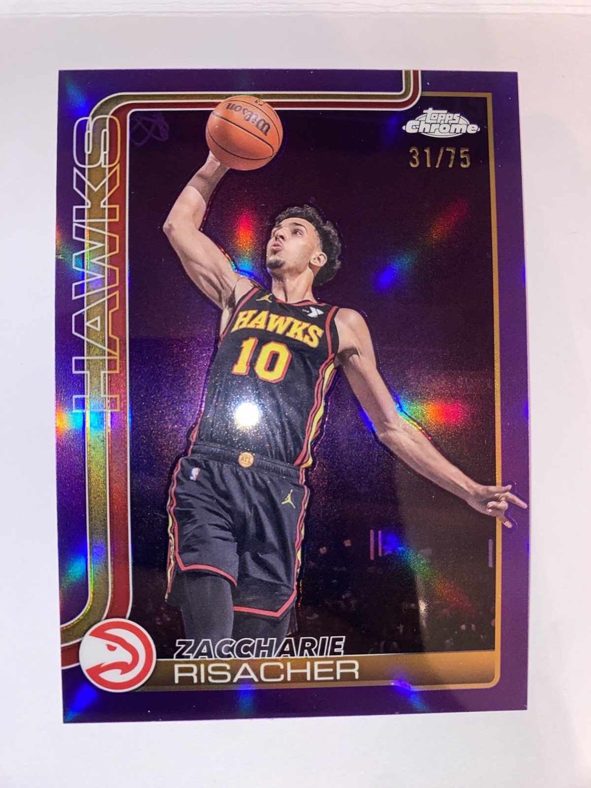2025-26 Topps Chrome Zaccharie Risacher Purple Refractor /75 #2
