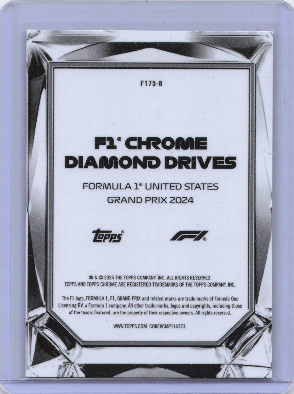 2025 Topps Chrome Formula 1 #F175-8 F1 US Grand Prix 2024 Diamond Drives