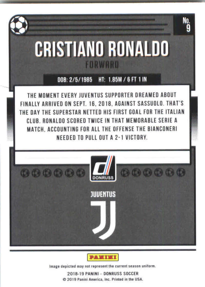 2018-19 Donruss #9 Cristiano Ronaldo Juventus Soccer Card NM-MT ID:32080
