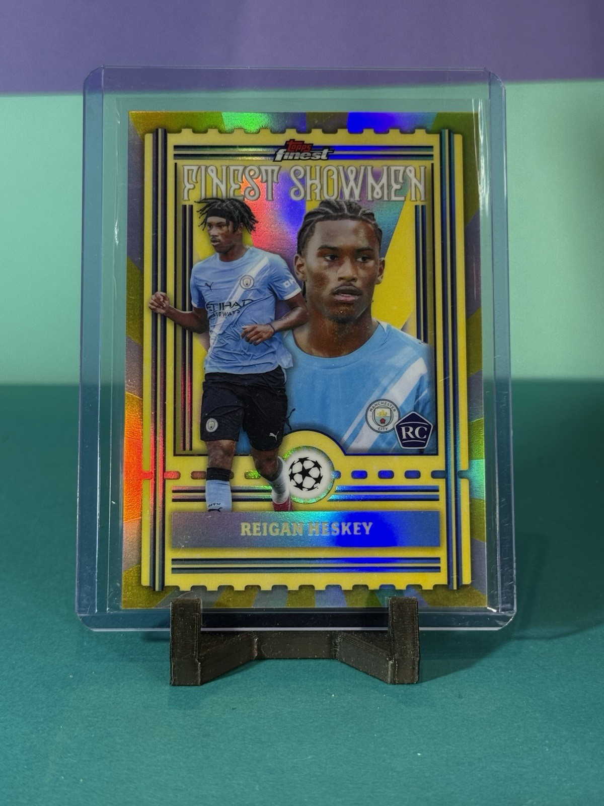 REIGAN HESKEY 2025-26 TOPPS FINEST UCL FINEST SHOWMEN ROOKIE RC MAN CITY Q0181