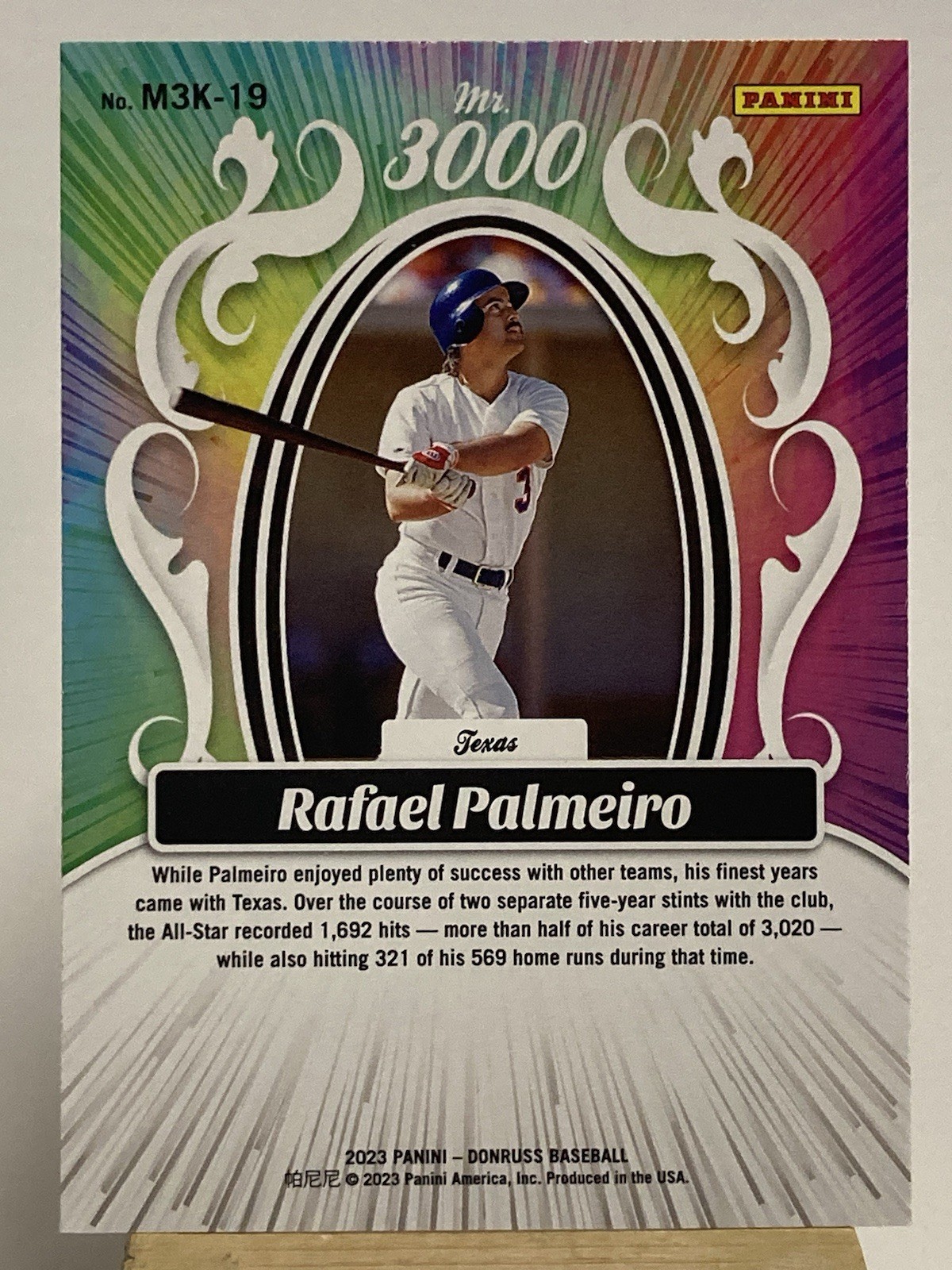 2023 Panini Donruss Rafael Palmeiro Mr. 3000 Rapture #M3K-19 Rangers
