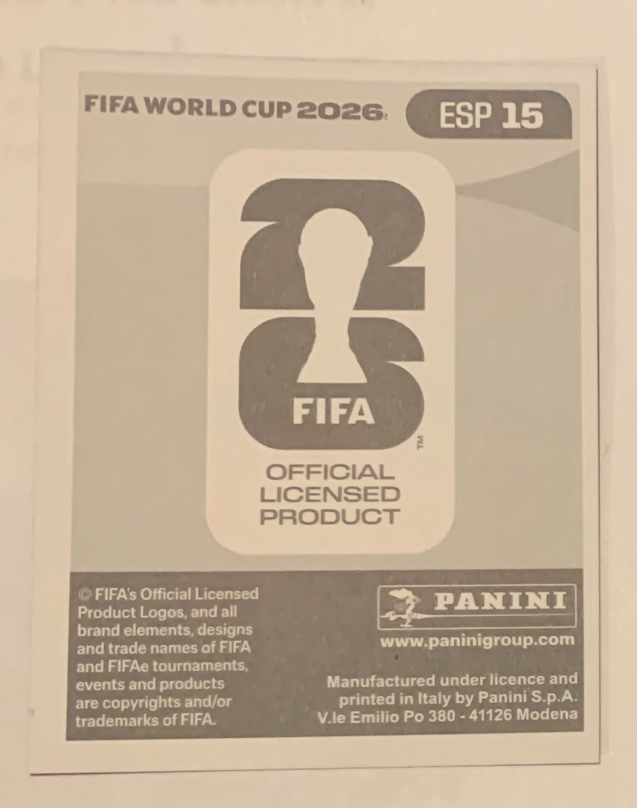 2026 Panini World Cup Stickers – Purple Parallel – ESP 15 LaMine Vamal – FIFA