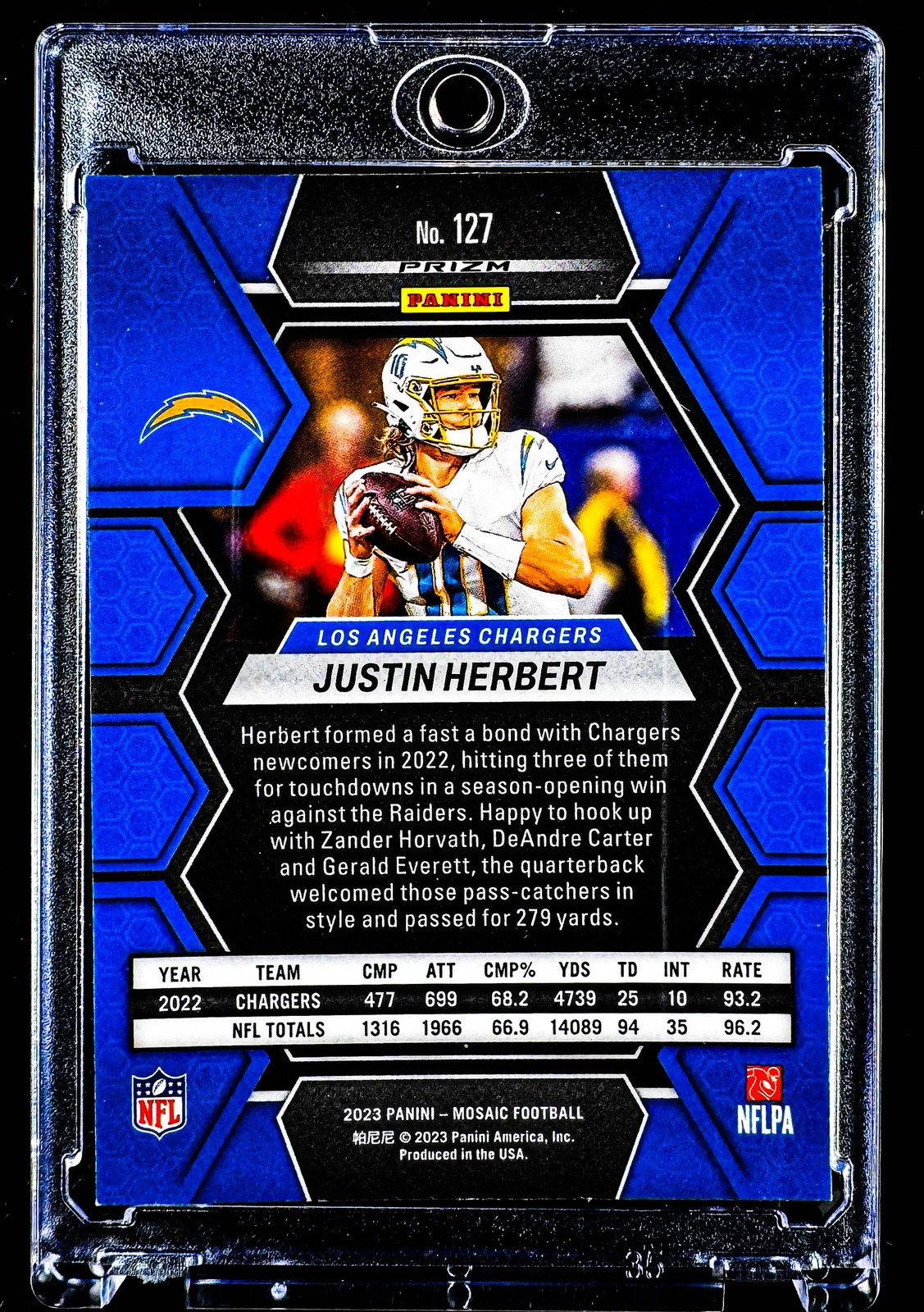 JUSTIN HERBERT RAINBOW SILVER HOLO REFRACTOR LA RAMS RARE INVESTMENT CARD