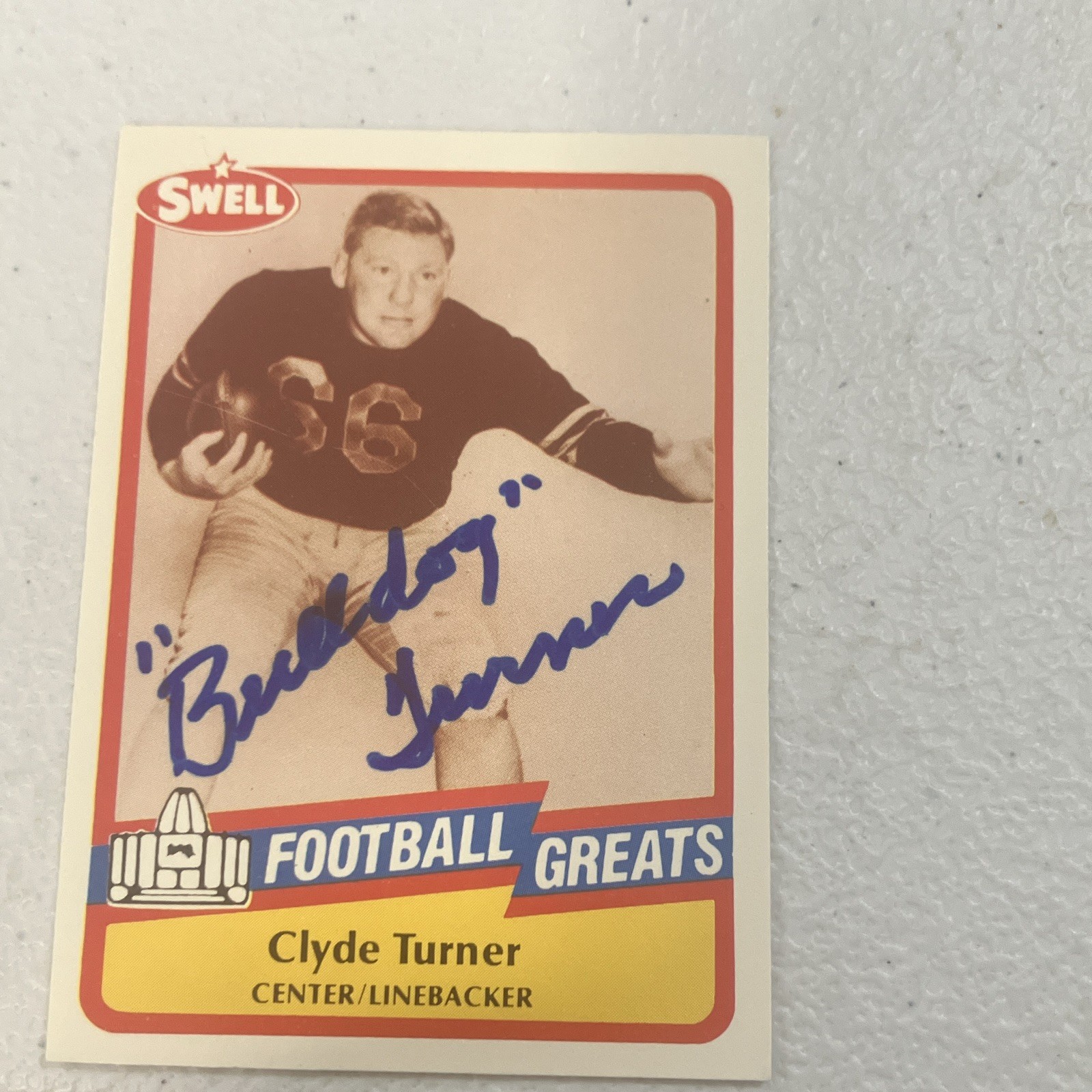 Swell 1989 Football Greats Bulldog Turner Autograph HOF #72 Bears NFL