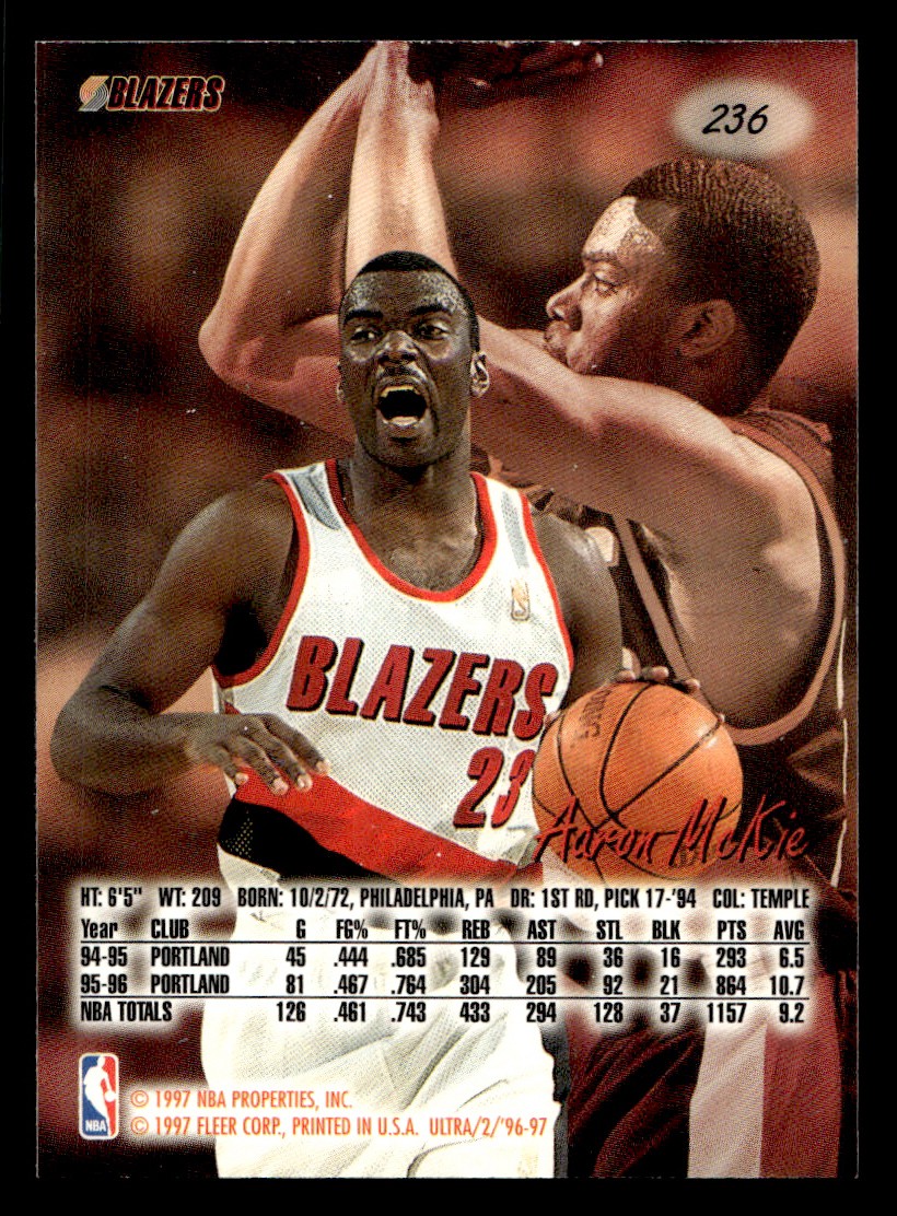 1996-97 Fleer Ultra – Aaron McKie #236 Basketball Sports Card Raw Trading Card