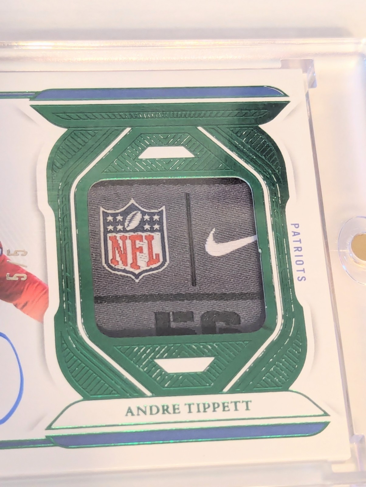 2023 Panini Flawless Andre Tippett Auto 5/5 NFL Shield Nike Swoosh #DPA-ATI
