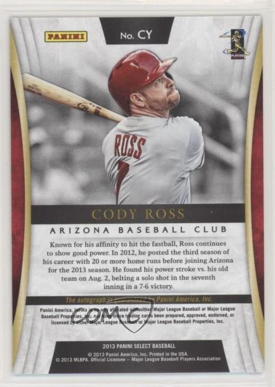 2013 Panini Select Signatures Cody Ross #CY Auto 0a3
