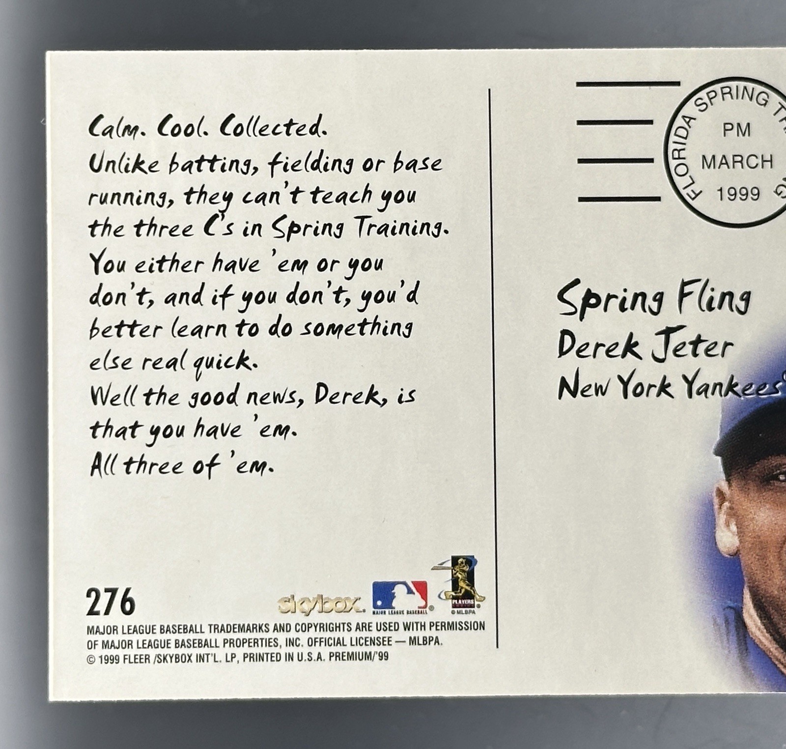 1999 SkyBox Premium #276 Derek Jeter – New York Yankees | Spring Fling