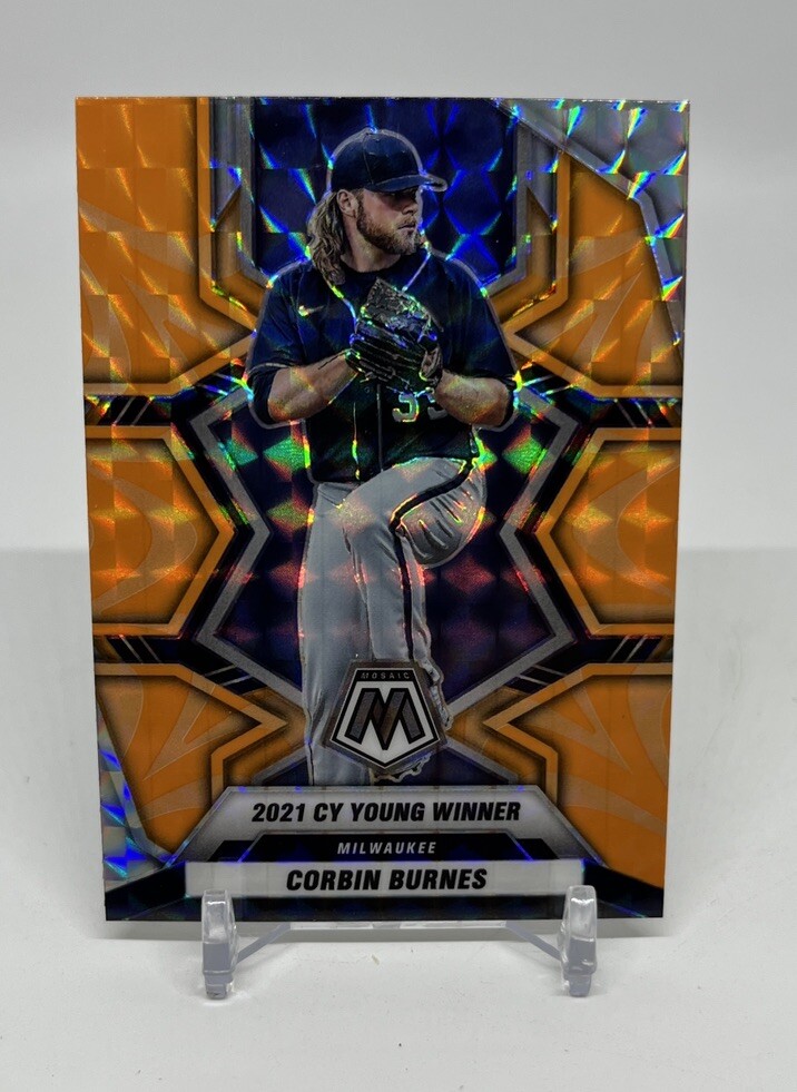 2022 Panini Mosaic Corbin Burnes #283 Reactive Orange Mosaic Prizm