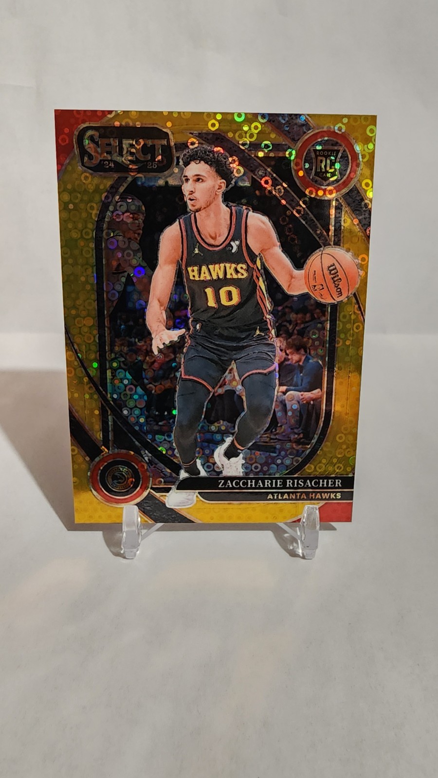 2024-25 Panini Select Courtside Zaccharie Risacher #289 Gold Disco Prizm 2/10 RC
