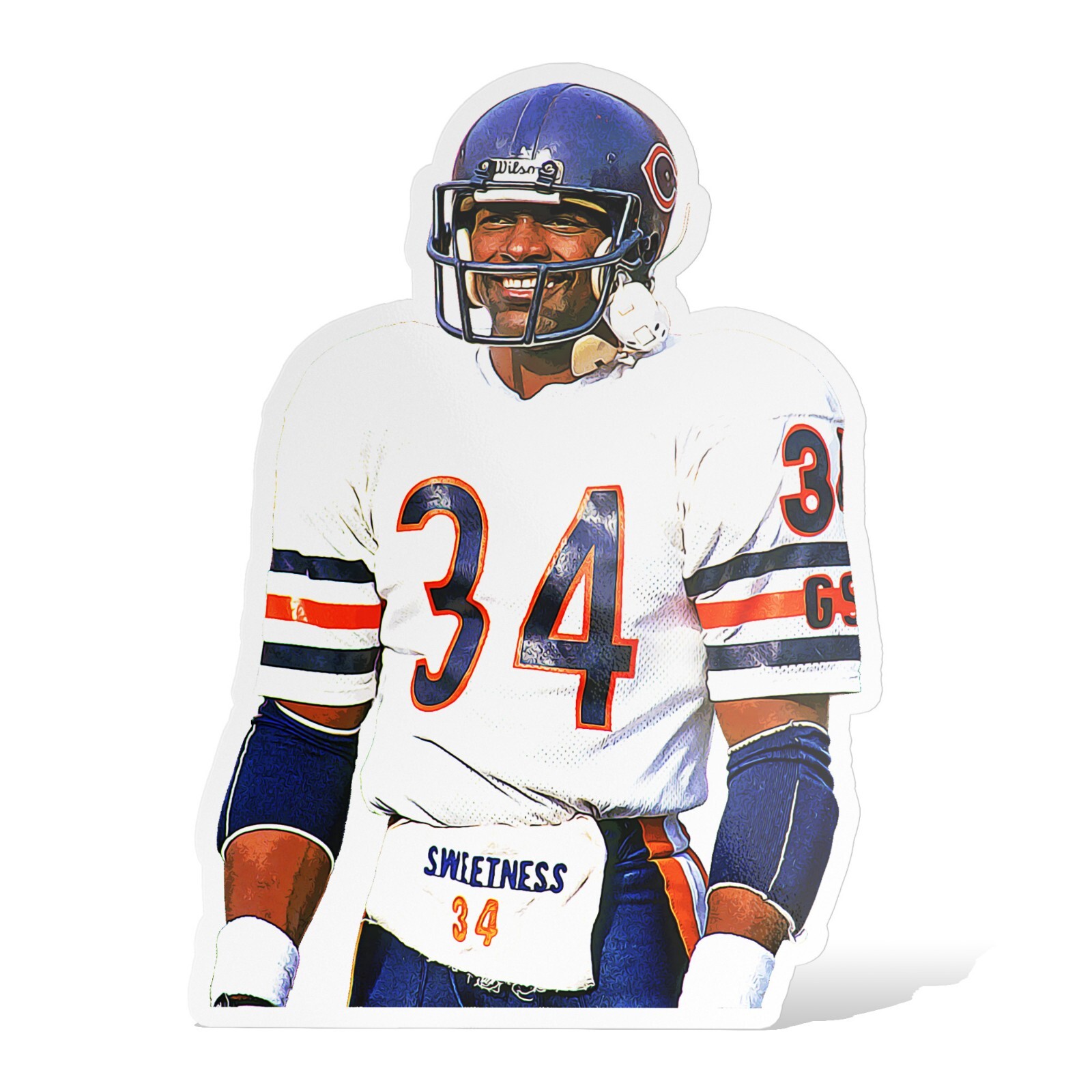 Walter Payton Chicago Bears Glossy Sticker Vinyl Laminate, Self Adhesive