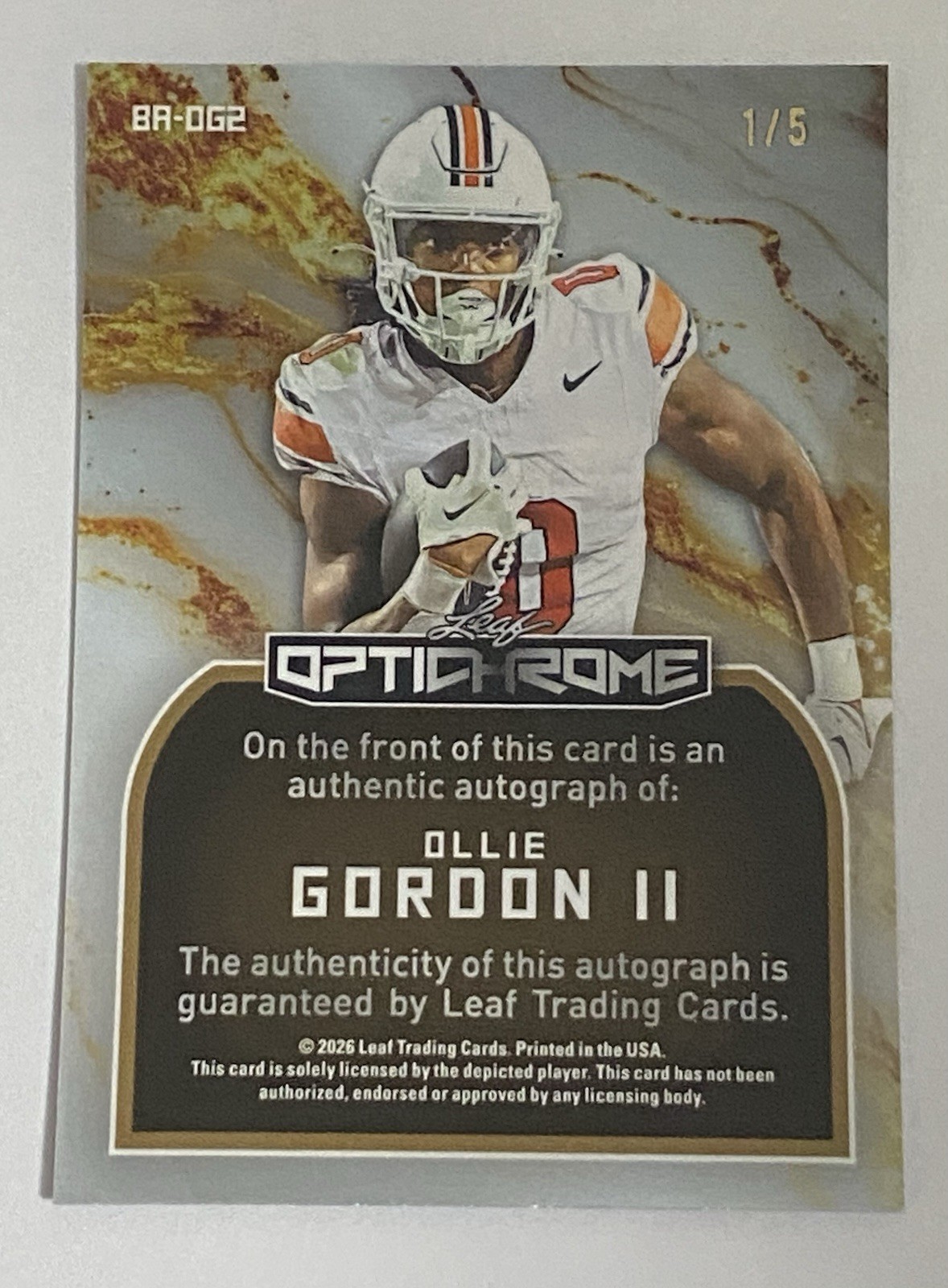 2026 Leaf Optichrome Ollie Gordon II (2) Auto Blue Shimmer /5 & Emoji #/2