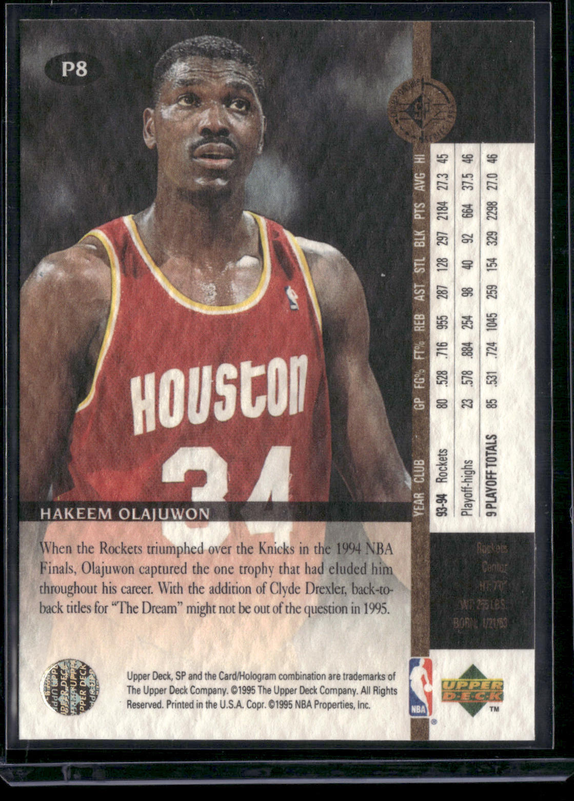 Hakeem Olajuwon 1994-95 SP Championship Playoff Heroes #P8 Houston Rockets