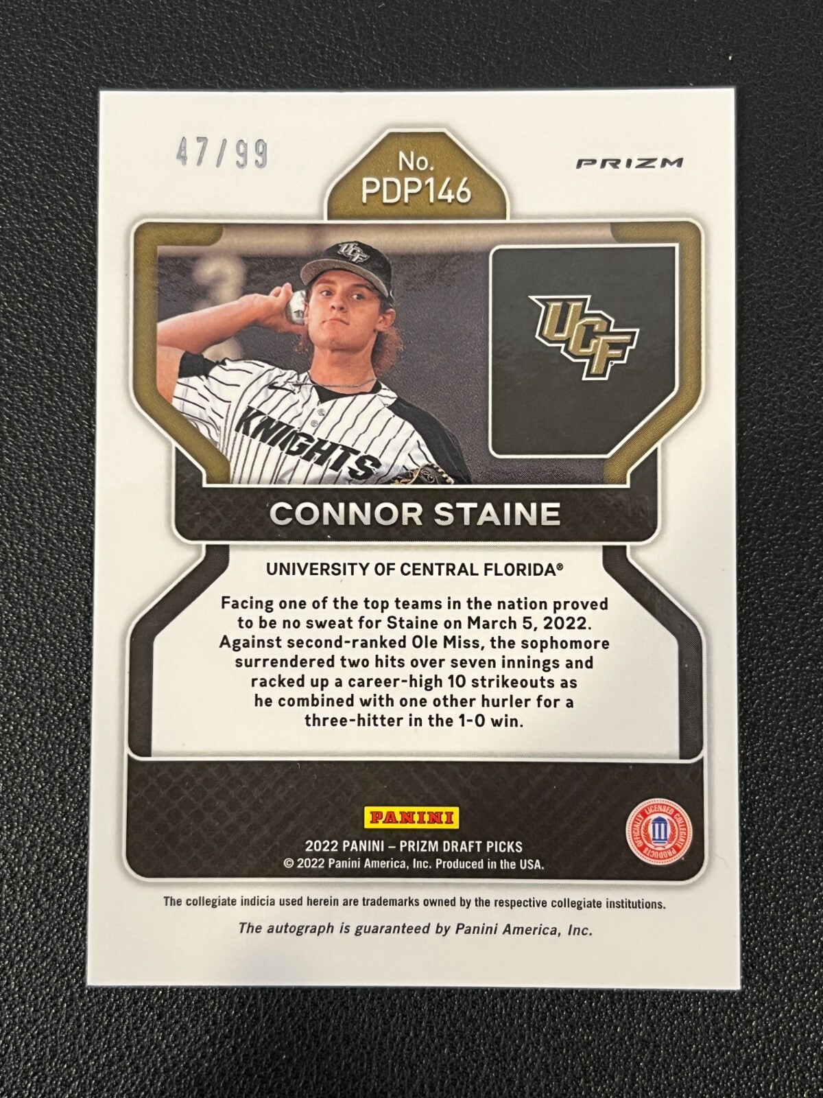 Connor Staine 2022 Prizm Draft Picks Auto Blue Refractor /99 rockies PDP146