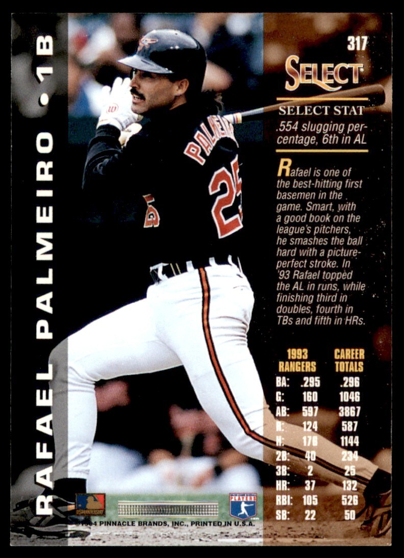 1994 Select #317 Rafael Palmeiro