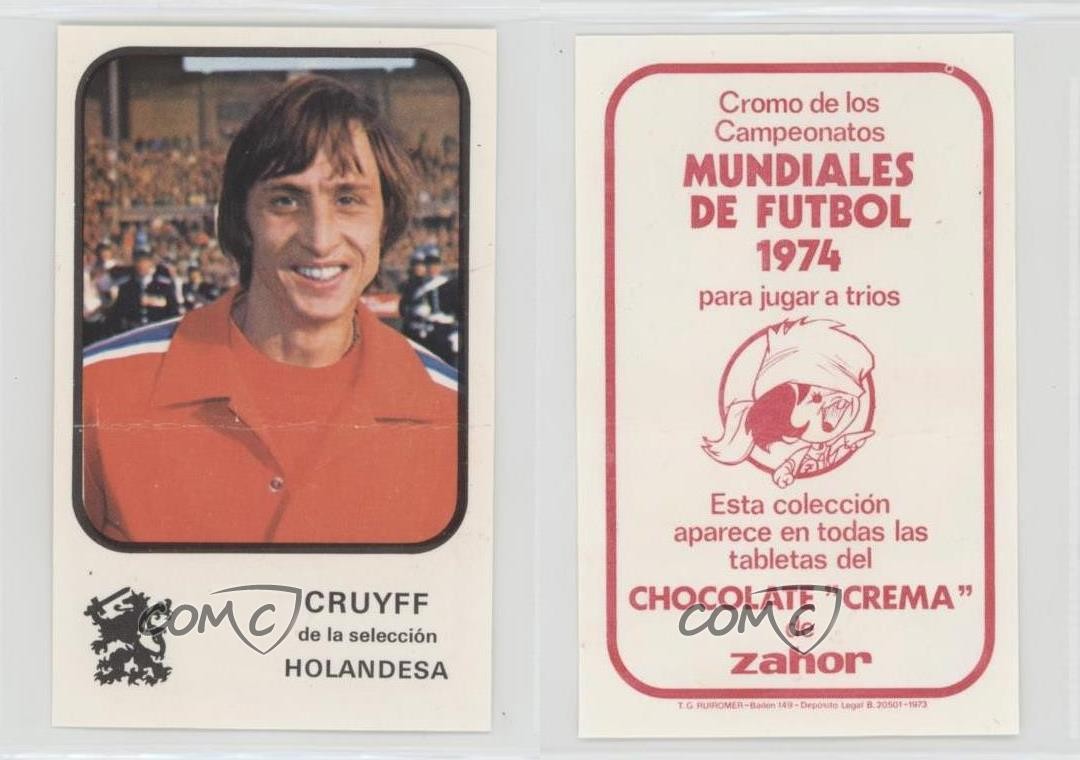 1974 Chocolate Crema de Zahor Mundiales Futbol Johan Cruyff Rookie RC 07vd