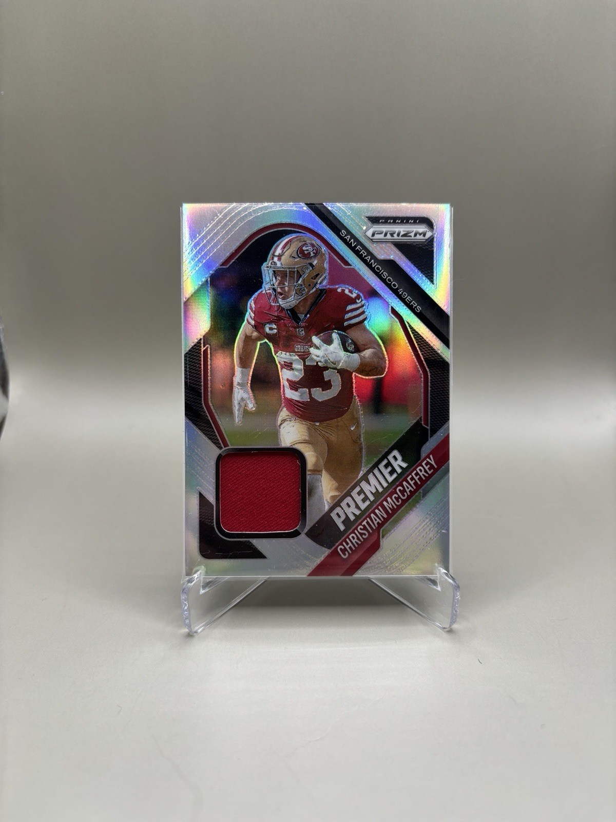 Christian McCaffrey Silver Premier Jerseys Patch – 2025 Panini Prizm Football