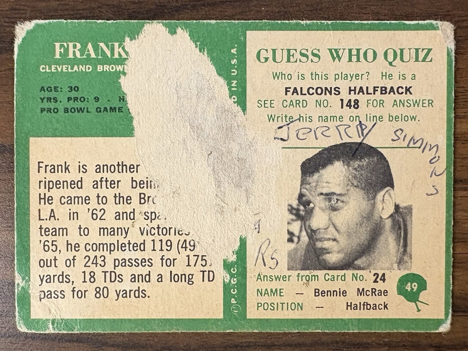 1966 Philadelphia – Frank Ryan #49