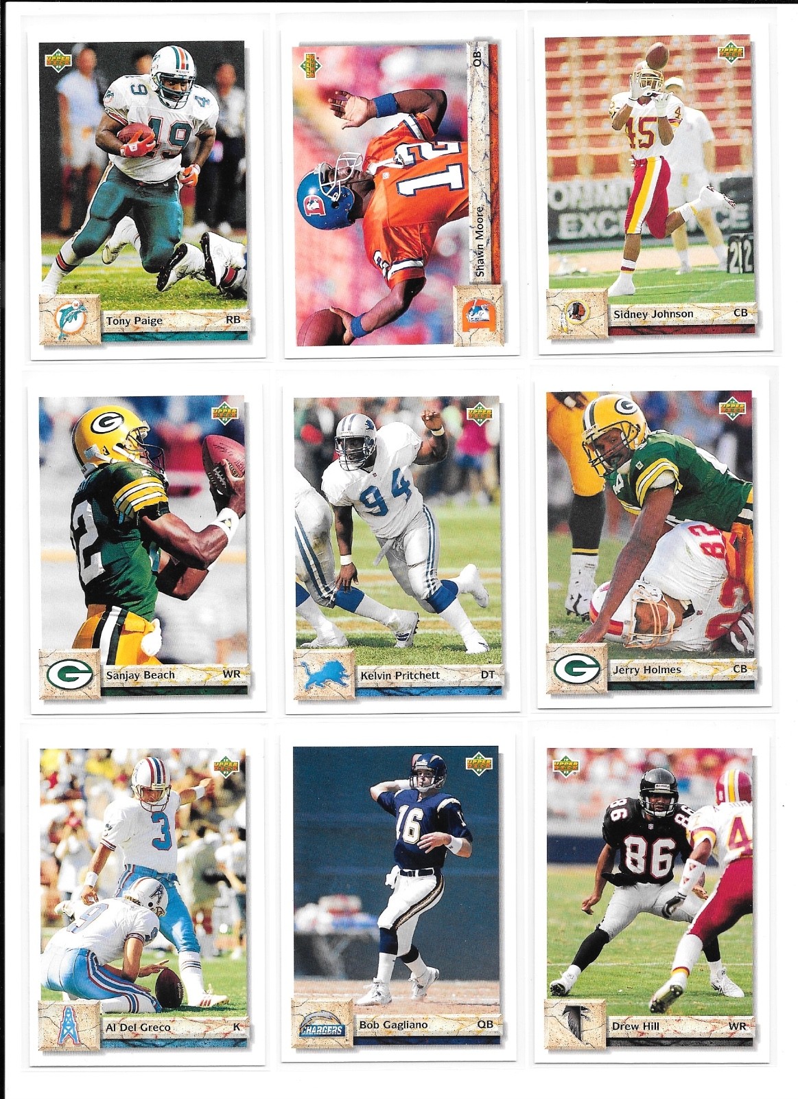 1992 Upper Deck Football Trading Cards / You Choose #s 401 – 620 / mb54
