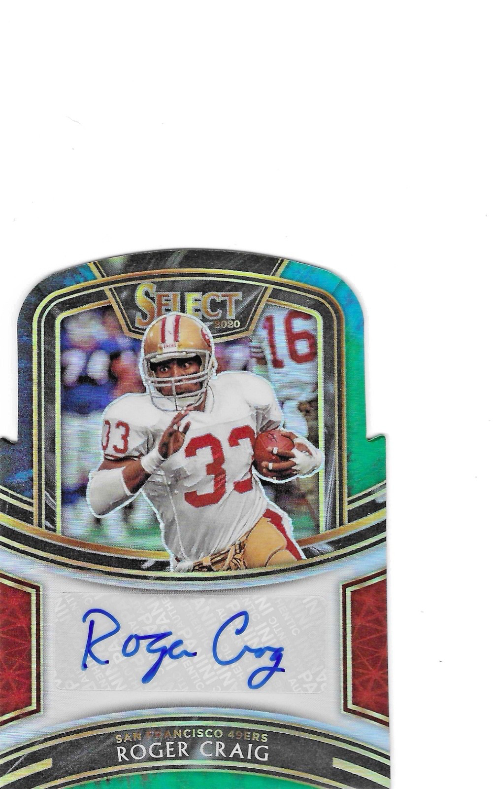 2020 Panini Select – Tie Dyed Die Cut Signatures Roger Craig #SI-RCR /25 (AU)