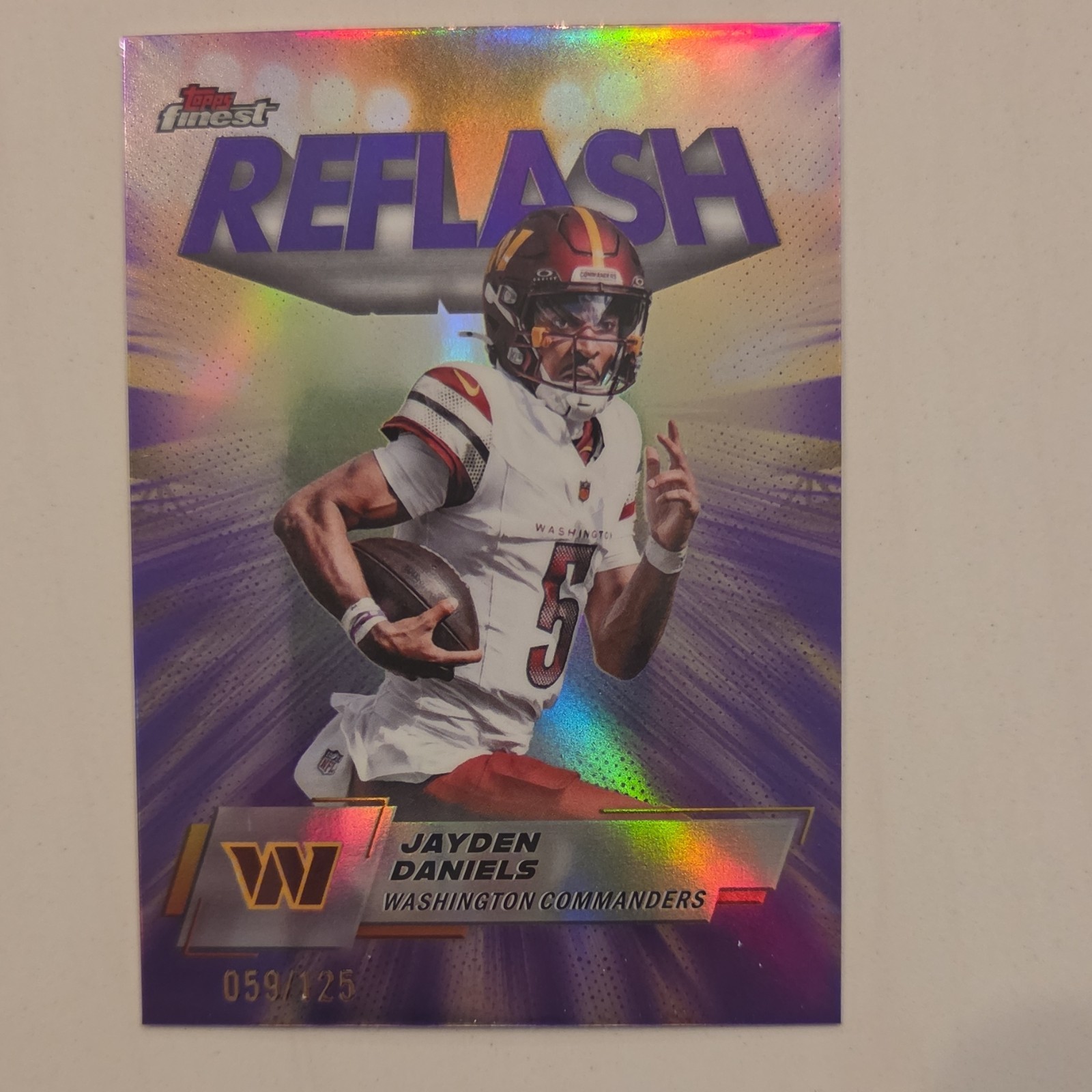 2025 Topps Finest #RF-6 Jayden Daniels Reflash Purple Refractor /125