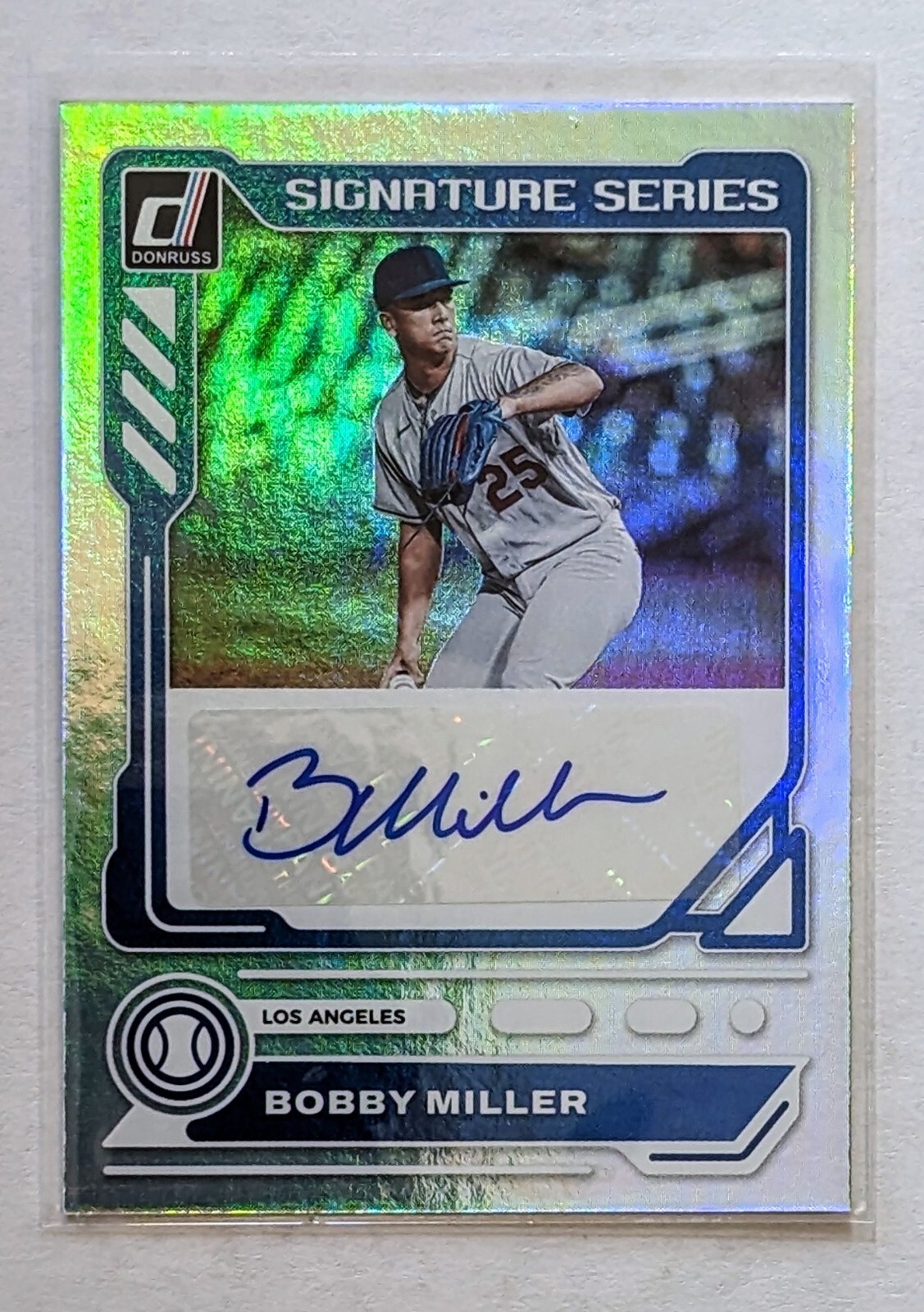 2023 Panini Donruss Bobby Miller Signature Series Holo Auto RC #SS-BM LA Dodgers