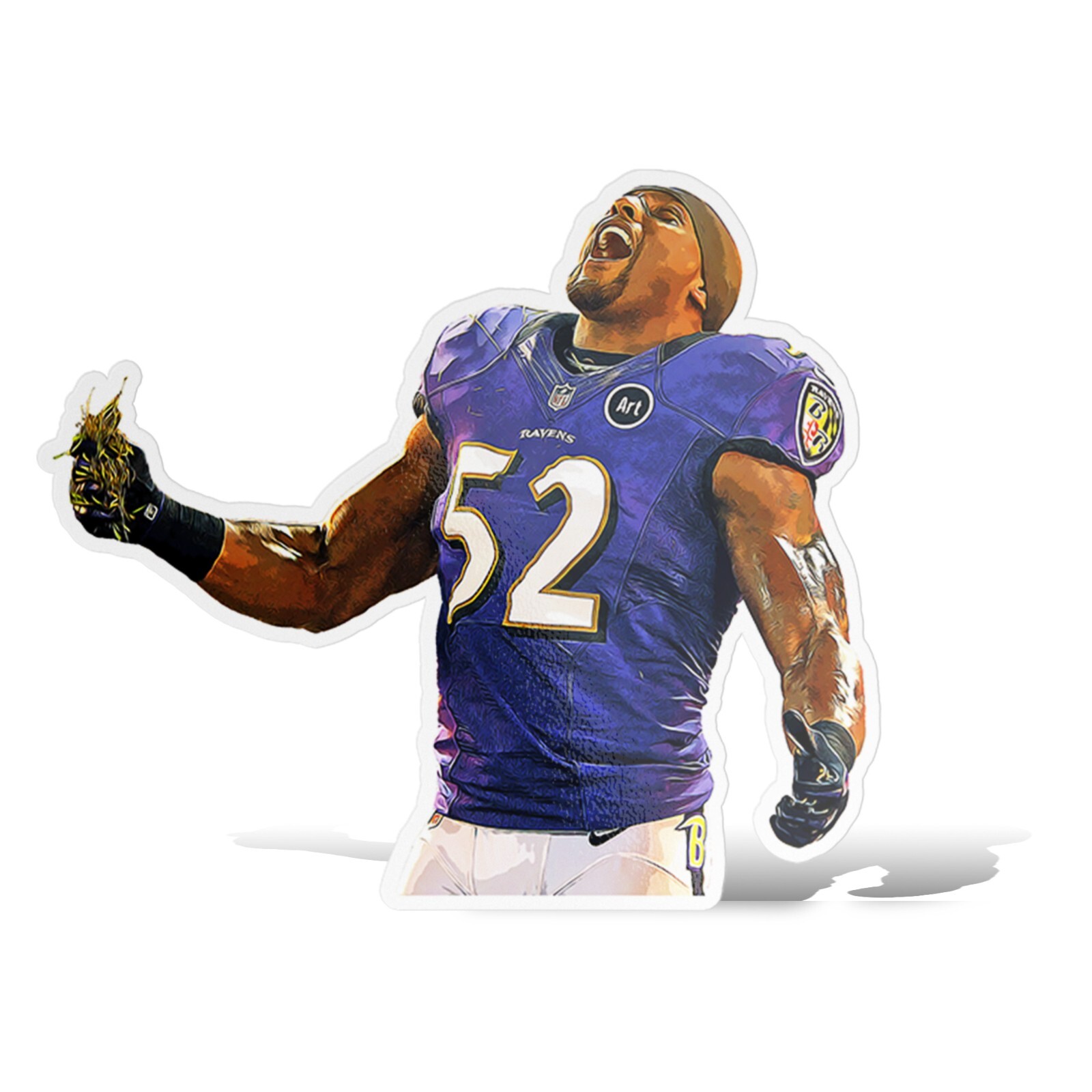 Ray Lewis Baltimore Ravens Glossy Sticker Vinyl Laminate, Self Adhesive