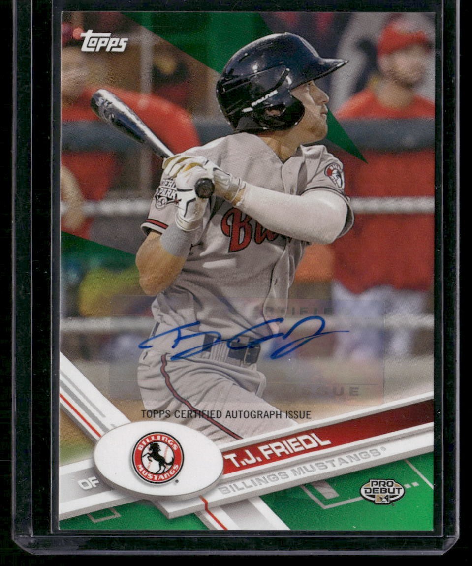 2017 Topps Pro Debut #184 T.J. Friedl Autographs Green #17/99