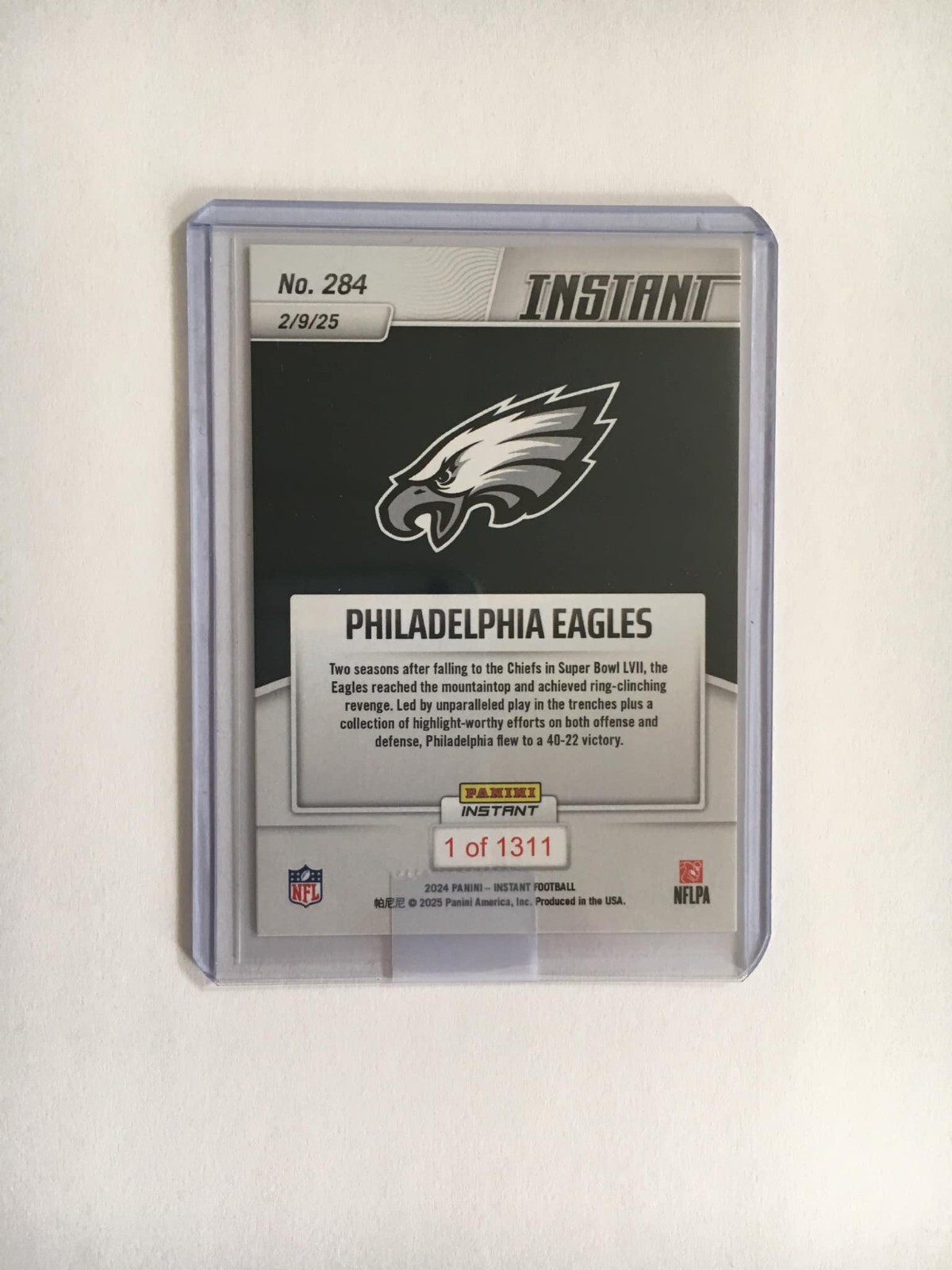 2024-25 PANINI NFL INSTANT #284 PHILADELPHIA EAGLES SOAR TO SUPER BOWL GLORY