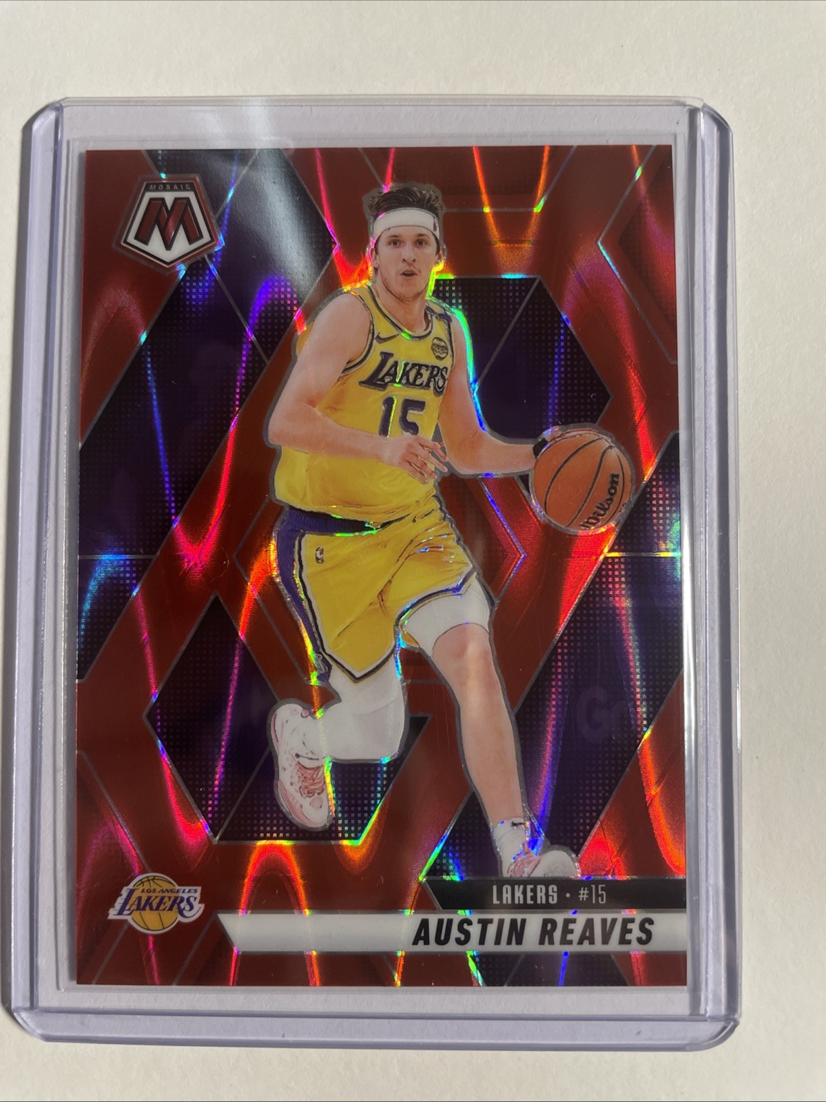 2024-25 Panini Mosaic – Austin Reaves #120 Red Seismic Mosaic Prizm /299