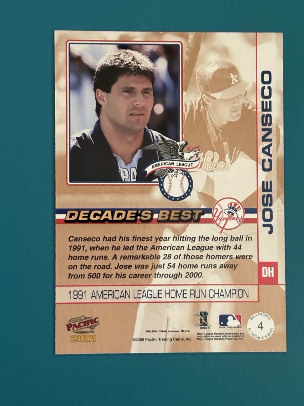 2001 Pacific AL Decade’s Best Jose Canseco #4