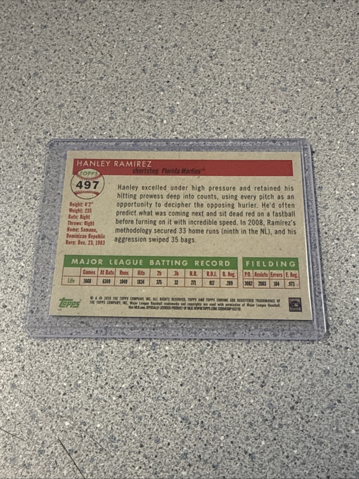 2025 Topps Platinum Anniversary Hanley Ramirez True Red Refractor 5/5