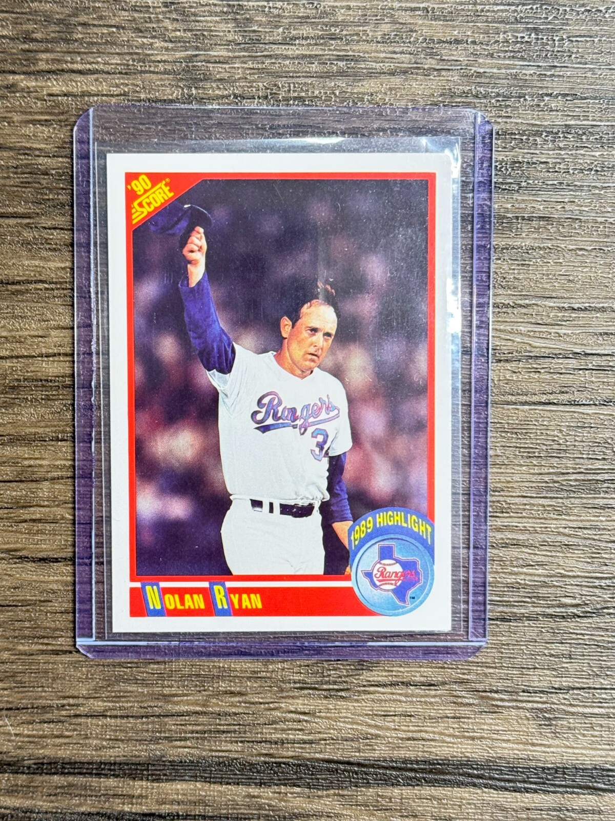 1990 Score Nolan Ryan #696 “NOLAN FANS NO 5,000!” 1989 Highlight Insert Rangers